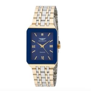 Gianello Genuine Diamond Lumina 28 Tank Link Watch Carat Size 1/10